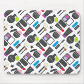Funky Makeup Cosmetics Collage Pattern Mousepad (Vorne)