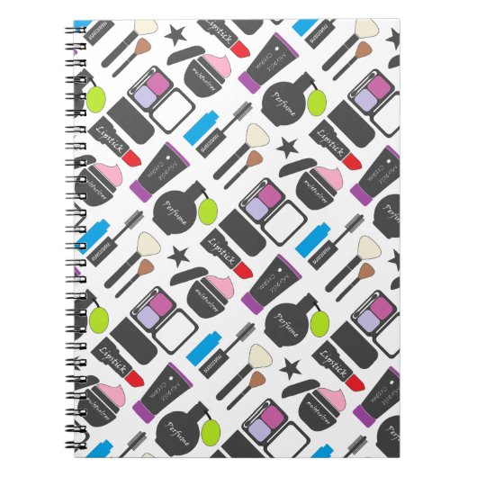 Funky Makeup Cosmetics Collage Pattern Notizblock (Vorderseite)
