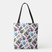 Funky Makeup Cosmetics Collage Pattern Tasche (Rückseite)