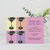 Funky Martini Cocktail Party Einladung (Stehend Vorderseite)