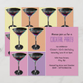 Funky Martini Cocktail Party Einladung (Vorne/Hinten)