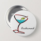 Funky martini red Bridesmaid Favoriten Button (Vorne & Hinten)