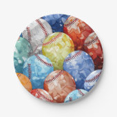 Funky Mehrfarbig Baseballs Pappteller (Vorderseite)
