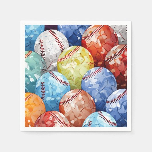Funky Mehrfarbig Baseballs Serviette (Vorderseite)