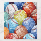 Funky Mehrfarbig Baseballs Weinetikett (Einzelnes Label)