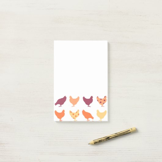 Funky Mehrfarbiges Hühnermuster Post-it Klebezettel (Auf Schreibtisch)