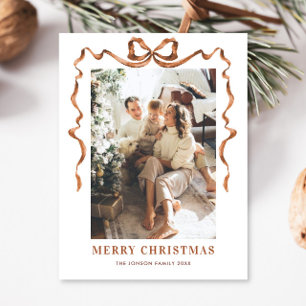 Funky Merry Christmas Boho-Bow-Ribbon 2 Foto Postkarte