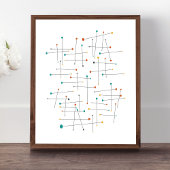 Funky Mid Century Lines and dots Retro Poster