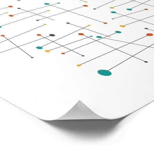 Funky Mid Century Lines and dots Retro Poster (Ecke)