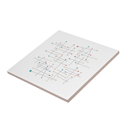 Funky Mid Century Lines and Dots Throwback Fliese (Seite)