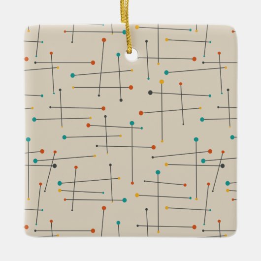 Funky Mid Century Lines Pattern Retro Weihnachten Keramikornament (Vorderseite)