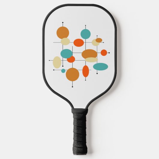 Funky Mid Century Retro Orange Turquoise Circles Pickleball Schläger (Vorderseite)