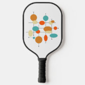 Funky Mid Century Retro Orange Turquoise Circles Pickleball Schläger (Rückseite)