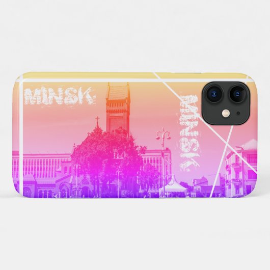Funky Minsk Belarus Architektur iPhone 11 Fall Case-Mate iPhone Hülle (Rückseite (Horizontal))