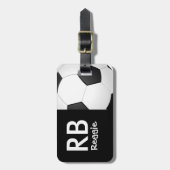 Funky Mit Monogramm Soccer Ball Gepäckanhänger (Vorderseite vertikal)