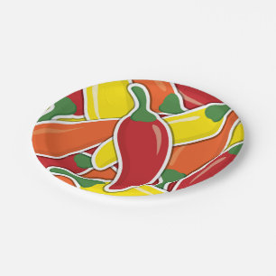 Funky Mixed Chili Paprikaschoten Pappteller