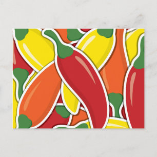 Funky Mixed Chili Paprikaschoten Postkarte