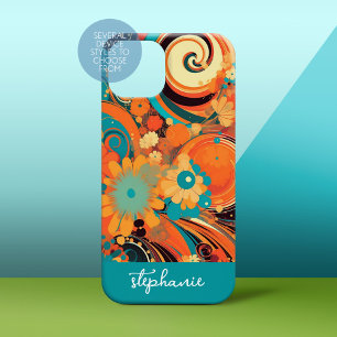 Funky Mod Blume Design mit Wirbel - Skriptname Case-Mate iPhone 14 Hülle