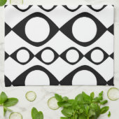 Funky MOD Retro schwarzes u. weißes Muster Handtuch (Gefaltet)