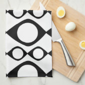Funky MOD Retro schwarzes u. weißes Muster Handtuch (Viertel Falte)