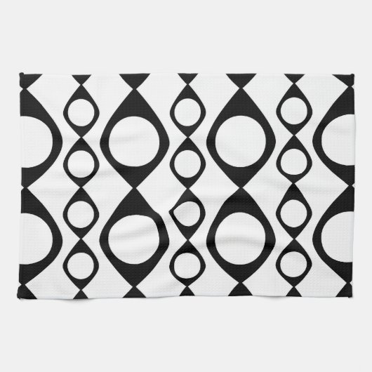 Funky MOD Retro schwarzes u. weißes Muster Handtuch (Horizontal)