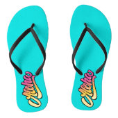Funky Modern Aqua Blue Aloha Beach Badesandalen (Fußbett)
