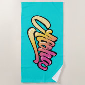 Funky Modern Aqua Blue Hawaiian Aloha Strandtuch (Vorderseite)