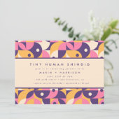 Funky Modern Lila Kinderdusche von Tiny Human Shin Einladung (Stehend Vorderseite)