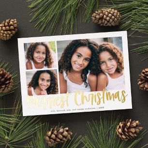 Funky Modern Merriest Christmas Script 3 Foto Folien Feiertagskarte