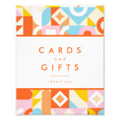 Funky Modern Orange Baby Duschkarten & Geschenksch Fotodruck (Vorne)