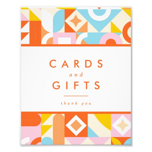 Funky Modern Orange Baby Duschkarten & Geschenksch Fotodruck (Vorne)