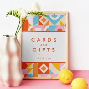 Funky Modern Orange Baby Duschkarten & Geschenksch Fotodruck