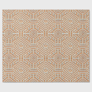 Funky Modern Orange Geometric Futuresque Gemustert Geschenkpapier