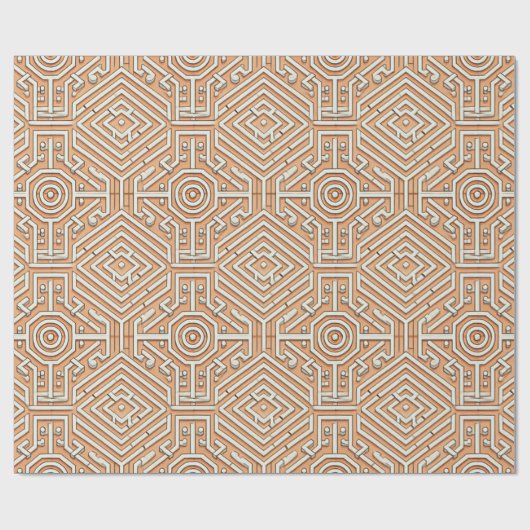 Funky Modern Orange Geometric Futuresque Gemustert Geschenkpapier (Flach)