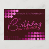 Funky Modern Pink Party Geburtstag Postkarte (Vorderseite)