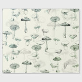 Funky Modern Retro Sage Green Mushrooms Geschenkpapier (Flach)