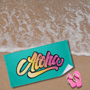 Funky Modern Topaz Dark Türkise Aloha Beach Strandtuch
