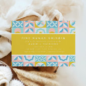 Funky Modern Yellow Tiny Human Shindig Baby Dusche Einladung