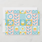 Funky Modern Yellow Tiny Human Shindig Baby Dusche Einladung (Rückseite)