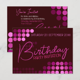 Funky moderne pinkfarbene Party-Geburtstagsfeier Postkarte