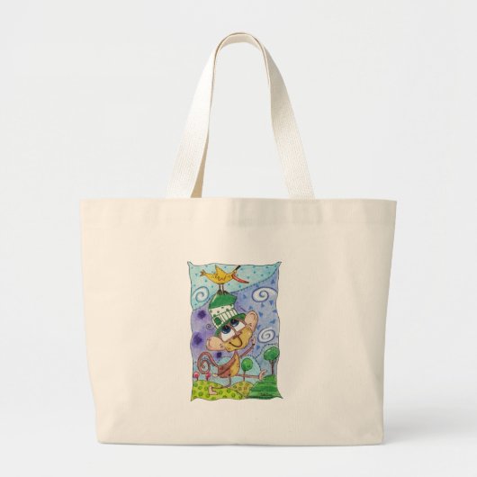 Funky Monkey und Banana Bird Jumbo Stoffbeutel (Vorne)