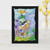 Funky Monkey und Banana Bird Karte (Gelbe Blume)