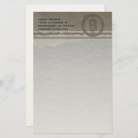 Funky Monogram Gray Grunge Briefpapier (Vorne/Hinten)