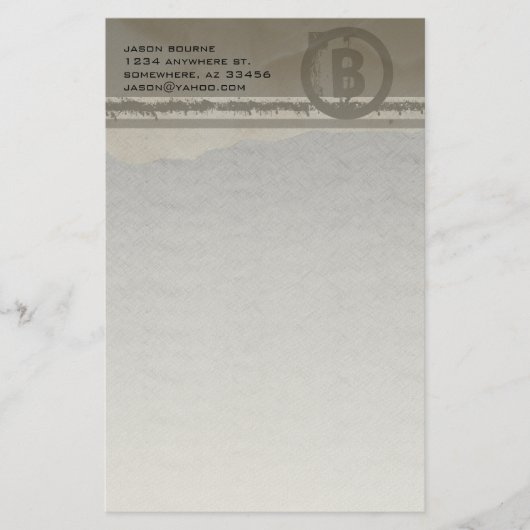 Funky Monogram Gray Grunge Briefpapier (Vorderseite)