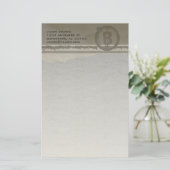 Funky Monogram Gray Grunge Briefpapier (Stehend Vorderseite)