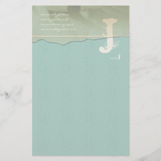 Funky Monogram Stationery Rose Petal Aqua Blue Briefpapier (Vorderseite)