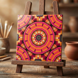 Funky Mosaic Geometric Orange und Pink Backsplash Fliese