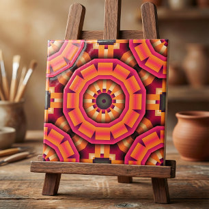 Funky Mosaic Geometric Orange und Pink Backsplash Fliese