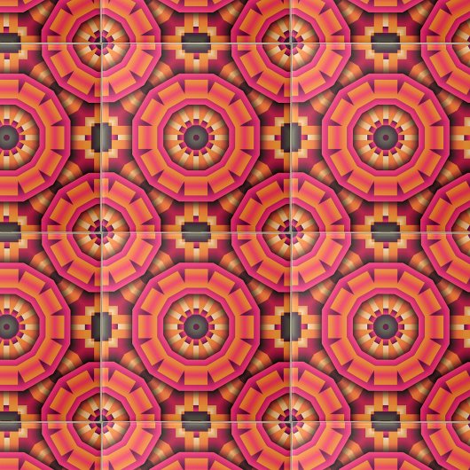Funky Mosaic Geometric Orange und Pink Backsplash Fliese