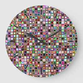 Funky Mosaikfliesen-Muster mit Jewel Tones Große Wanduhr
